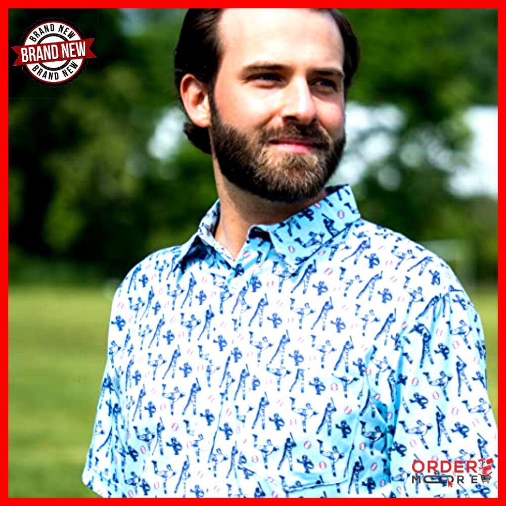 Performance Baseball Button Down Shirt, Moisture … - image 3